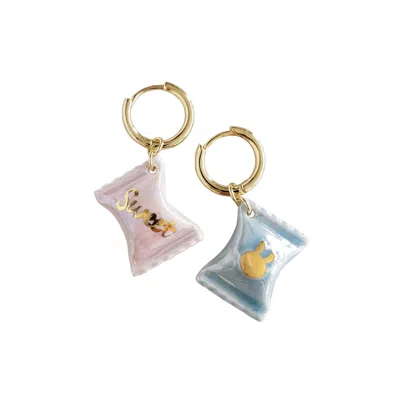 Poporcelain Women's Pink / Blue / Gold Porcelain Sweet Candy Earrings