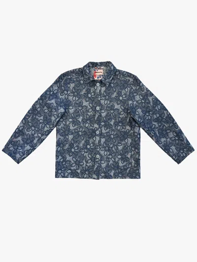 Poppanachic Women's Blue Bloom Dark Denim Jacket