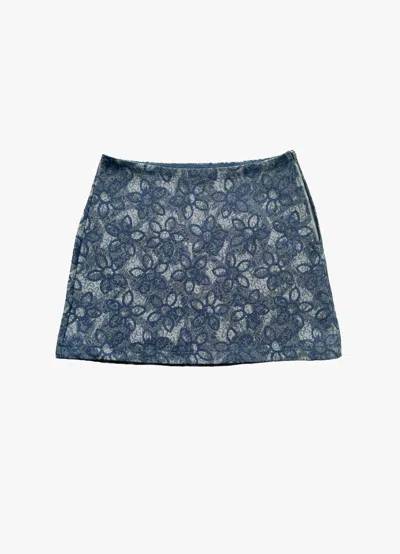 Poppanachic Women's Blue Bloom Dark Denim Mini Skirt