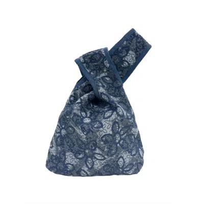 Poppanachic Women's Blue Bloom Japanese Dark Denim Knot Bag