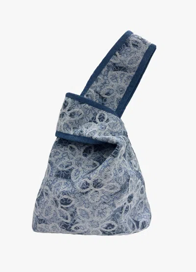 Poppanachic Women's Blue Bloom Japanese Light Denim Knot Bag