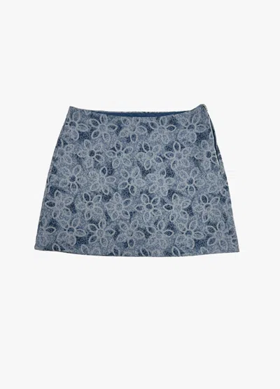 Poppanachic Women's Blue Bloom Light Denim Mini Skirt