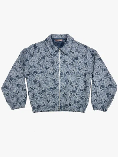 Poppanachic Women's Blue Bloom Oversized Light Denim Jacket