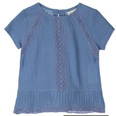 Poppet & Fox Kids' Girl's Jodhpur Short Sleeve Blouse In Indigo In Blue