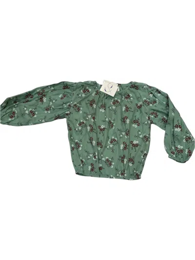Poppet & Fox Kids' Girl's Peasant Blouse In Dusty Green
