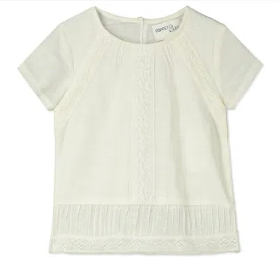 Poppet & Fox Kids' Girl's Sakura Short Sleeve Blouse In Ivory In Multi