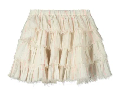 Poppet & Fox Kids' Girl's Woven Tiered Skirt In Ivory In Multi