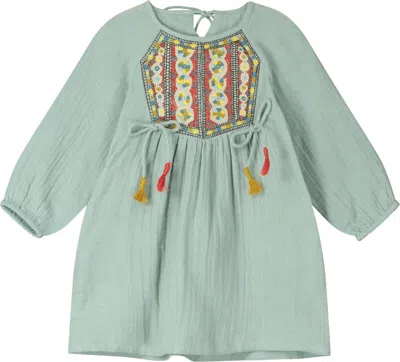 Poppet & Fox Kids' Girl's Zion Tapestry Dress In Aqua In Green