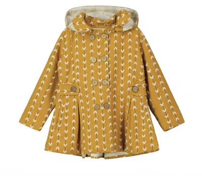 Poppet & Fox Kids' Girls' Duffle Coat In Gold With Black Stripes In Yellow