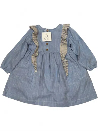 Poppet & Fox Kid's Contrast Ruffle Dress In Basic Light Blue