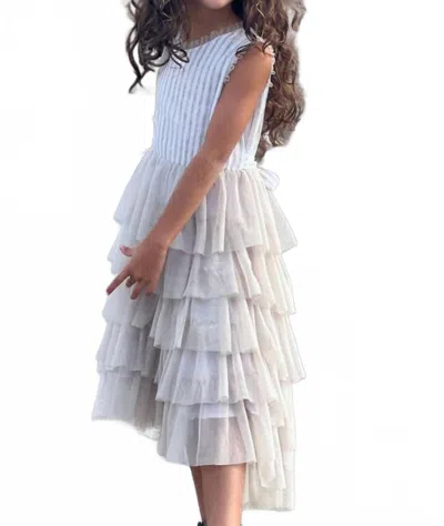 Poppet & Fox Kids' Paris Tulle Mid Dress In Grey In White
