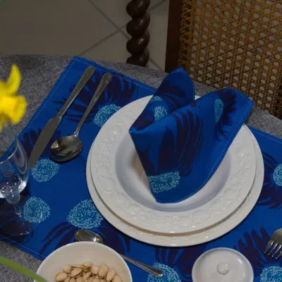 Poppi & Peaseblossom Art Napkin Cone Flower - Blue - Set Of Two Napkins