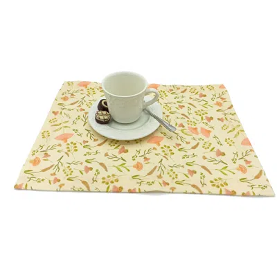 Poppi & Peaseblossom Art Neutrals Placemat Vintage Flower Garden - Cream - Set Of Two In White