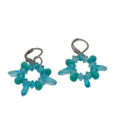 Poppi & Peaseblossom Art Women's Blue Crystal And Vintage Glass Gems Earrings - Clarum Turquoise
