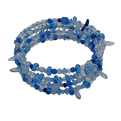 Poppi & Peaseblossom Art Women's Crystal And Vintage Glass Gems Wrap Around Bracelet - Clarum Blue