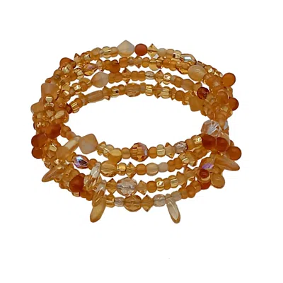 Poppi & Peaseblossom Art Women's Gold Crystal And Vintage Glass Gems Wrap Around Bracelet - Clarum Amber