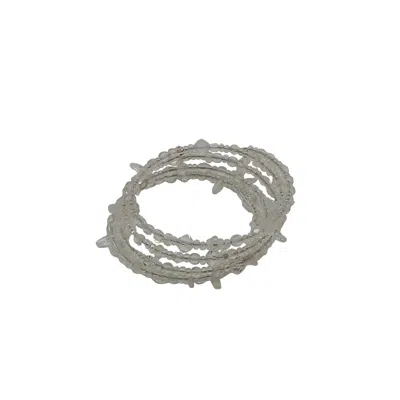 Poppi & Peaseblossom Art Women's Neutrals Crystal And Vintage Glass Gems Wrap Around Bracelet - Clarum Ice