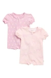 Poppy & Clay Assorted 2-pack Be Free Zip-up One-piece Pajamas In Pink