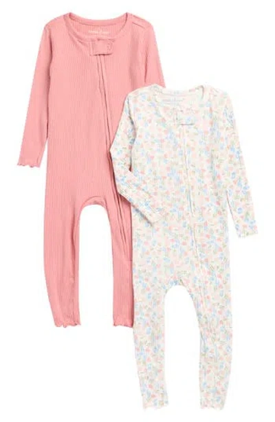 Poppy & Clay Babies'  Assorted 2-pack Harmony Zip-up One-piece Pajamas In Pink