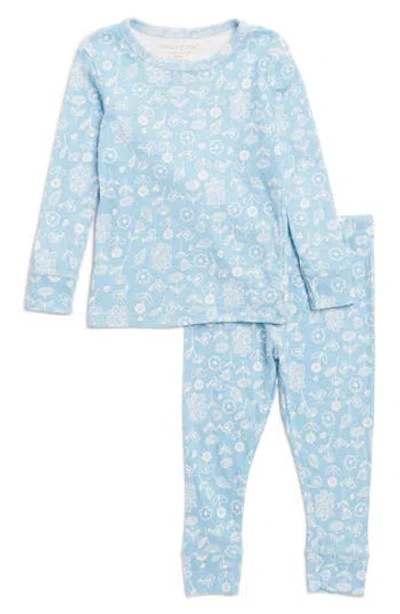 Poppy & Clay Babies'  Essentials Organic Cotton Pajamas In Blue Ground Print