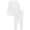 Poppy & Clay Harmony Stretch Cotton Rib Fitted Two-piece Pajamas In Ivory Ground Print