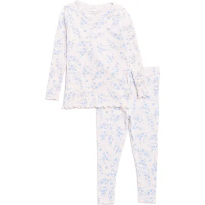 Poppy & Clay Babies'  Harmony Stretch Cotton Rib Fitted Two-piece Pajamas In Ivory Ground Print