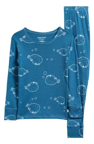 Poppy & Clay Kids' Be Free Fitted Two-piece Pajamas In Blue