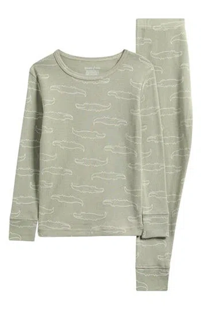Poppy & Clay Kids' Be Free Fitted Two-piece Pajamas In Green