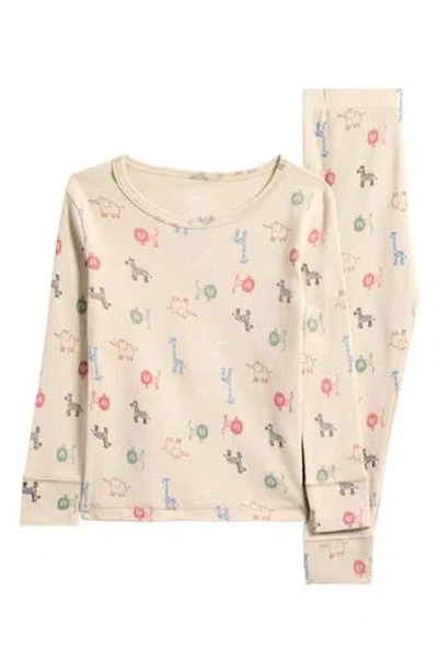 Poppy & Clay Kids' Be Free Fitted Two-piece Pajamas In Neutral