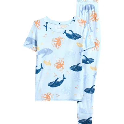 Poppy & Clay Kids' Zen Fitted Two-piece Pajamas In Blue
