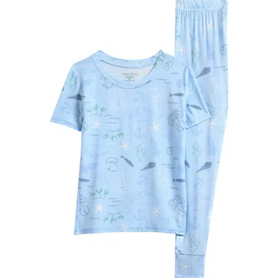 Poppy & Clay Kids' Zen Fitted Two-piece Pajamas In Blue