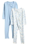 Poppy & Clay Set Of 2 Harmony Rib Footless Pajamas In Multi
