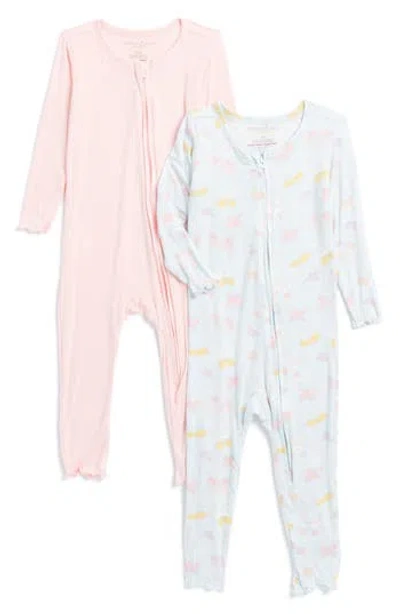 Poppy & Clay Babies'  Zen Fitted Two-piece Pajamas In Pink/blue
