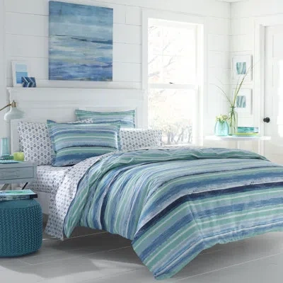 Poppy & Fritz Alex Aqua/blue Reversible 2 Piece Duvet Cover Set In Blue;teal