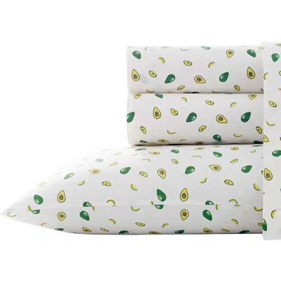 Poppy & Fritz Poppy And Fritz Avocado Print 200 Thread Count Cotton Percale Sheet Set In Green