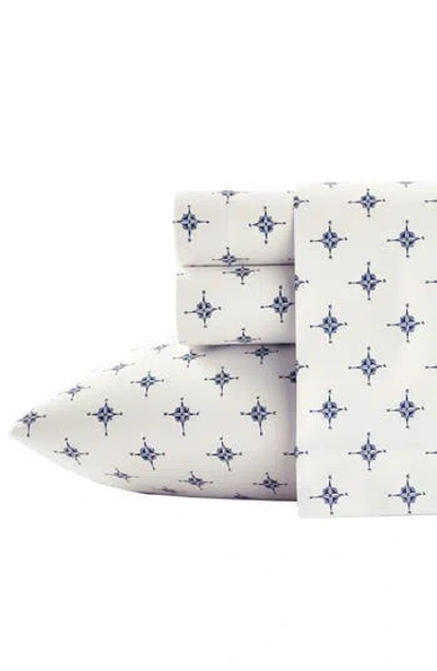 Poppy & Fritz Poppy And Fritz Compass Print 200 Thread Count Cotton Percale Sheet Set In Neutral