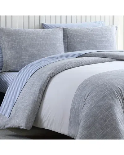 Poppy & Fritz Connery Stripe Grey Duvet Cover Set In Blue