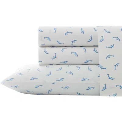 Poppy & Fritz Poppy And Fritz Dolphin Print 200 Thread Count Cotton Percale Sheet Set In Blue