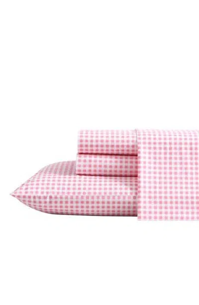 Poppy & Fritz Poppy And Fritz Gingham Plaid 200 Thread Count Cotton Percale Sheet Set In Pink