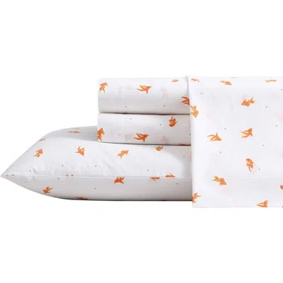 Poppy & Fritz Poppy And Fritz Goldfish Print 200 Thread Count Cotton Percale Sheet Set In Orange