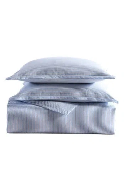Poppy & Fritz Poppy And Fritz Oxford Stripe 200 Thread Count Cotton Percale Sheet Set In Blue