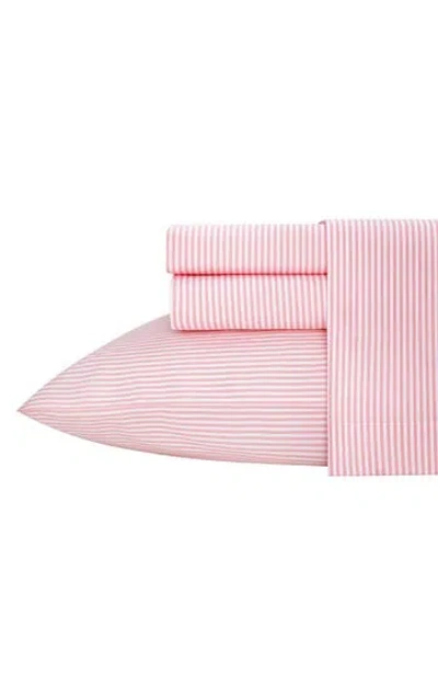 Poppy & Fritz Poppy And Fritz Oxford Stripe 200 Thread Count Cotton Percale Sheet Set In Pink