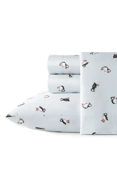 Poppy & Fritz Poppy And Fritz Puffin Paradise 200 Thread Count Cotton Percale Sheet Set In Blue