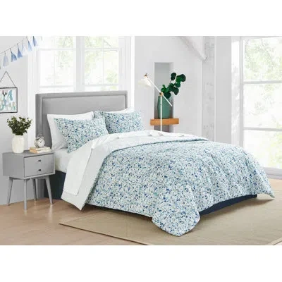 Poppy & Fritz Standard Cotton Reversible Duvet Cover Set In Blue,green,gray