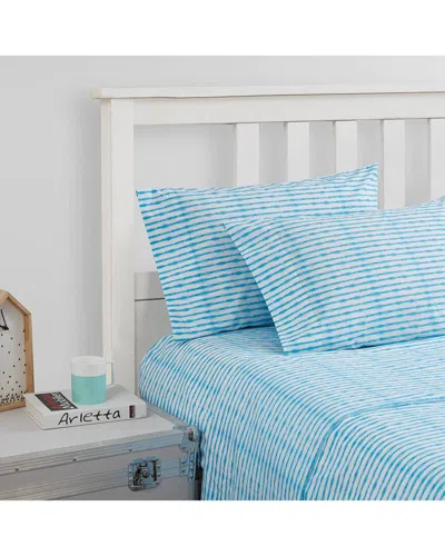 Poppy & Fritz Tie Dye Stripe 100% Cotton Percale Sheet Set In Blue