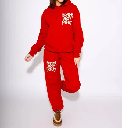 Poppy & Pine Better Not Pout Sweatpant In Red