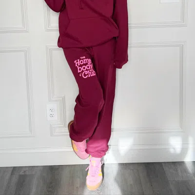 Poppy & Pine Puff Homebody Club Sweatpants In Maroon