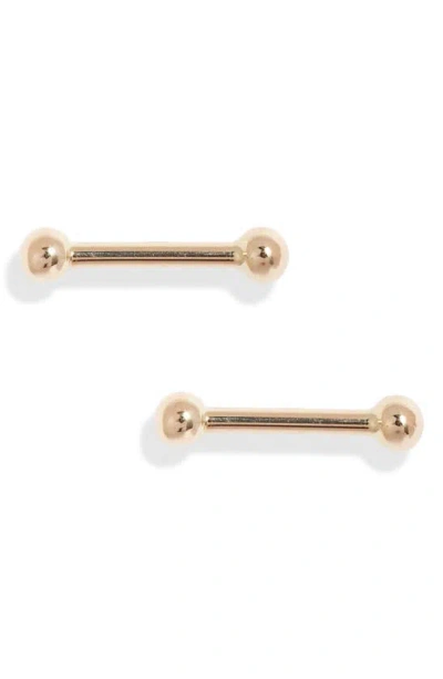 Poppy Finch Baby Dumbbell Stud Earrings In 14k Yellow Gold