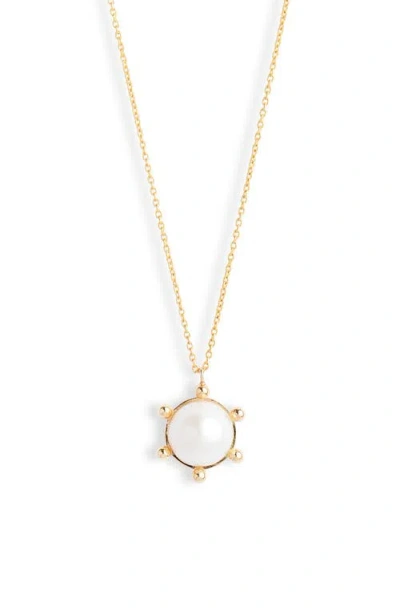 Poppy Finch Bubble Cultured Pearl Pendant Necklace In Gold