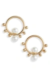 Poppy Finch Circle Bubble Cultured Pearl Drop Earrings In Gold